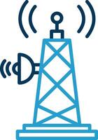 Signal Tower Line Blue Two Color Icon vector