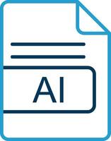 AI File Format Line Blue Two Color Icon vector