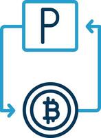 bitcoin paypal línea azul dos color icono vector