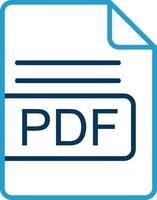 pdf archivo formato línea azul dos color icono vector