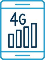 4g línea azul dos color icono vector