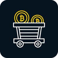 Bitcoin Trolley Line Red Circle Icon vector