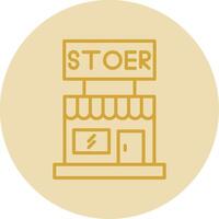 Store Line Yellow Circle Icon vector