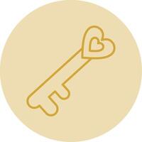 Old Key Line Yellow Circle Icon vector