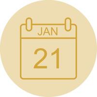 January Line Yellow Circle Icon vector