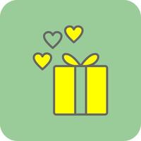 Gift Box Filled Yellow Icon vector