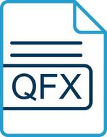 qfx archivo formato línea azul dos color icono vector