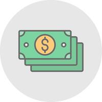 Cash Line Filled Light Icon vector