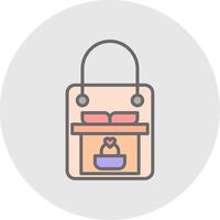 regalo bolso línea lleno ligero icono vector