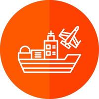 Ship Line Red Circle Icon vector