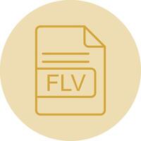 FLV File Format Line Yellow Circle Icon vector