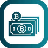 bitcoin efectivo glifo degradado esquina icono vector