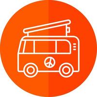 Camper Van Line Yellow White Icon vector