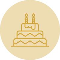 Birthday Cake Line Yellow Circle Icon vector