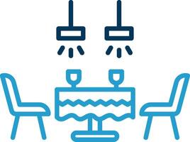Dining Table Line Blue Two Color Icon vector