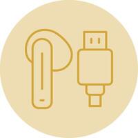 Earbud Line Yellow Circle Icon vector