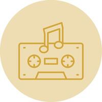 Cassette Line Yellow Circle Icon vector