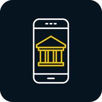 Mobile Banking Line Yellow White Icon vector