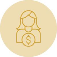 Business Women Line Yellow Circle Icon vector