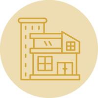 Building Line Yellow Circle Icon vector