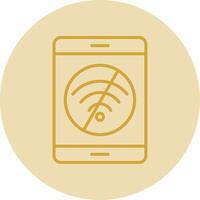 No Internet Line Yellow Circle Icon vector