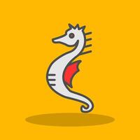 Seahorse Filled Shadow Icon vector