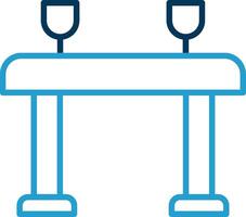 mesa línea azul dos color icono vector