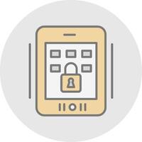 Tablet Secure Line Filled Light Icon vector