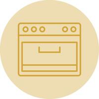 Cooking Stove Line Yellow Circle Icon vector