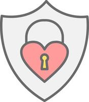 heart lock Line Filled Light Icon vector