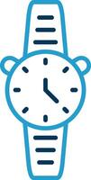 reloj línea azul dos color icono vector