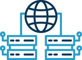 global servicios línea azul dos color icono vector