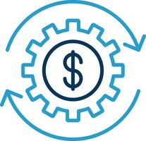 dinero trabajando línea azul dos color icono vector