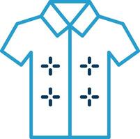 hawaiano camisa línea azul dos color icono vector