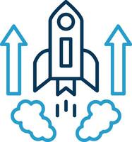 Rocket Line Blue Two Color Icon vector