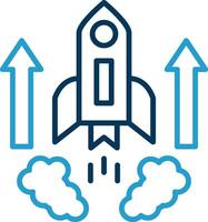 Rocket Line Blue Two Color Icon vector