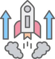 Rocket Line Filled Light Icon vector