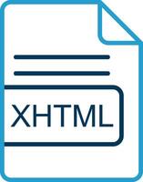 XHTML File Format Line Blue Two Color Icon vector