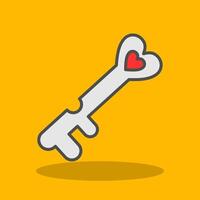 Love Key Filled Shadow Icon vector