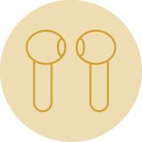 Earbuds Line Yellow Circle Icon vector