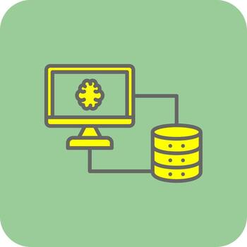 base de datos lleno amarillo icono vector