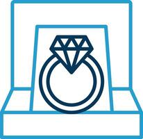 Diamond Ring Line Blue Two Color Icon vector