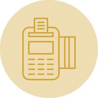 Pos Terminal Line Yellow Circle Icon vector