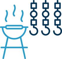 Bbq Line Blue Two Color Icon vector