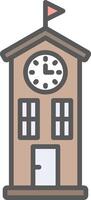 reloj torre línea lleno ligero icono vector