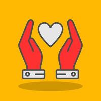Hands Holding Heart Filled Shadow Icon vector