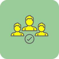 Secure Team Check Filled Yellow Icon vector