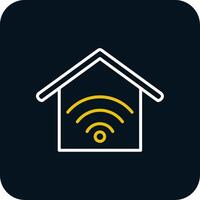 Smart Home Line Red Circle Icon vector