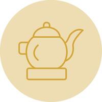 té maceta línea amarillo circulo icono vector