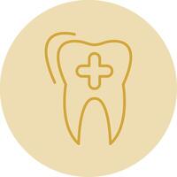 Dental Care Line Yellow Circle Icon vector